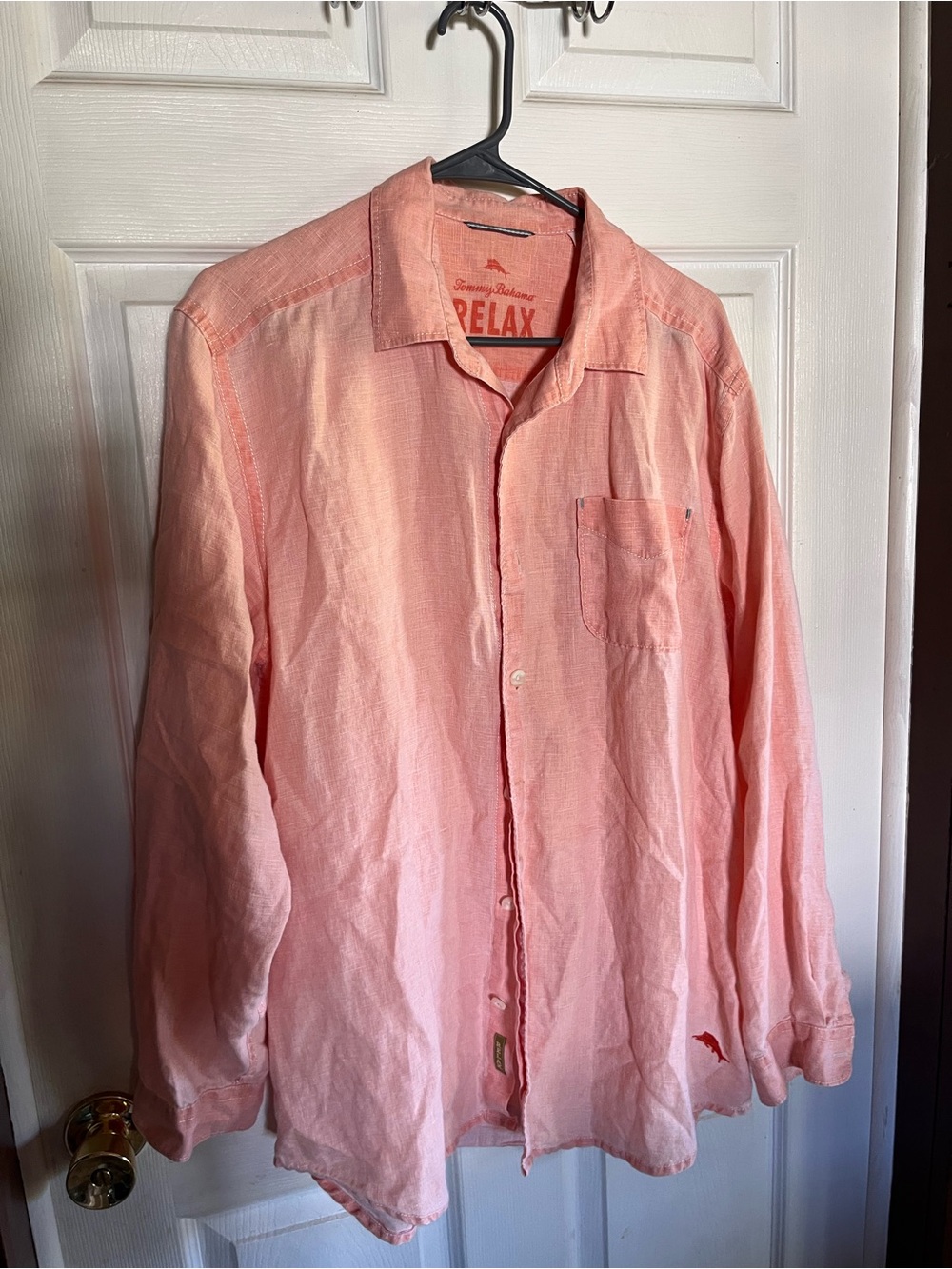 Tommy Bahama Coral Pink Long-Sleeve Relaxed Button-Down Shirt